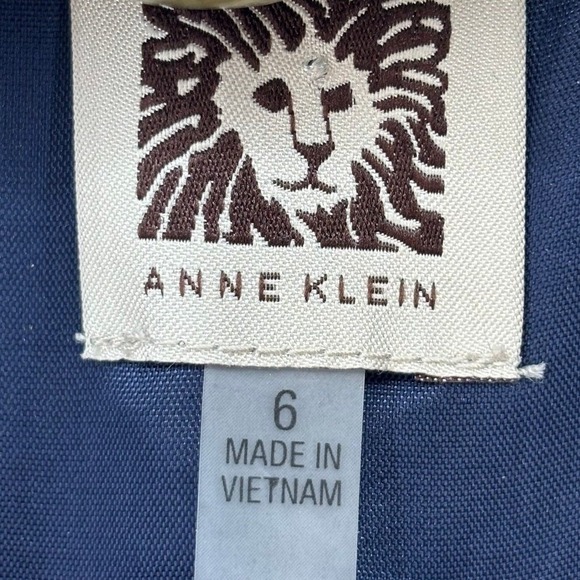 Anne Klein Women's Navy Blazer Size 6 Gold Trim Preppy Holiday Party Jacke - Picture 10 of 11